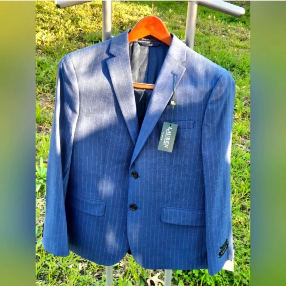 LAUREN RALPH LAUREN BOYS 18R BLAYTON LIGHT BLUE w/Pin Stripe BLAZER NWT